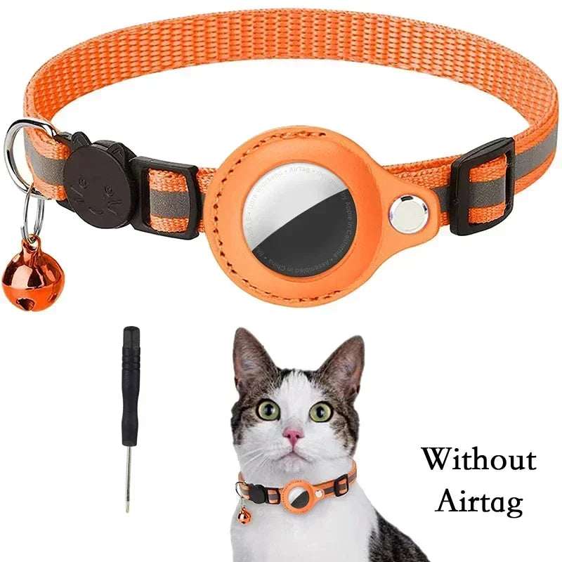 Reflective Anti-Lost Cat Collar for Apple Airtag with Bell
