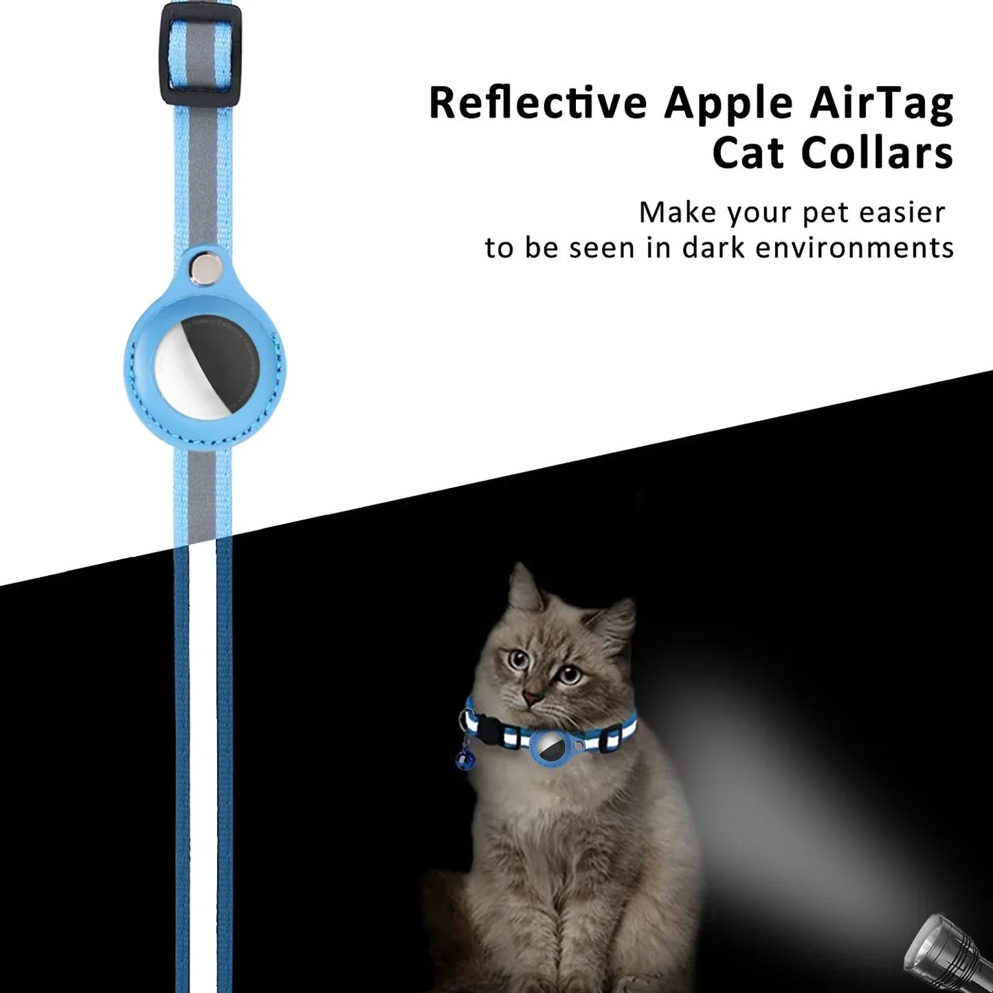 Reflective Anti-Lost Cat Collar for Apple Airtag with Bell