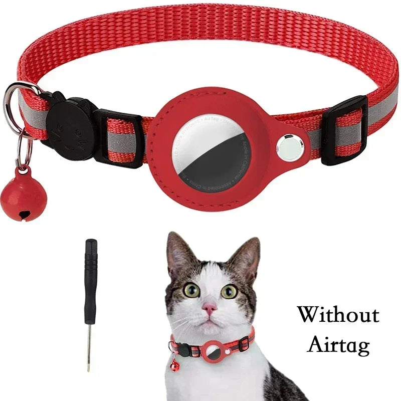Reflective Anti-Lost Cat Collar for Apple Airtag with Bell
