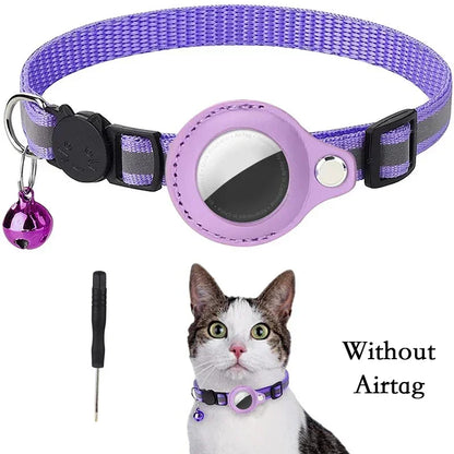 Reflective Anti-Lost Cat Collar for Apple Airtag with Bell