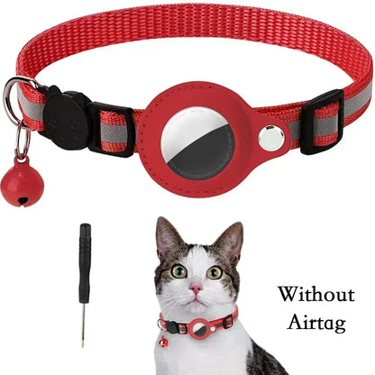 Reflective Anti-Lost Cat Collar for Apple Airtag with Bell