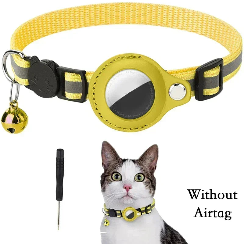 Reflective Anti-Lost Cat Collar for Apple Airtag with Bell